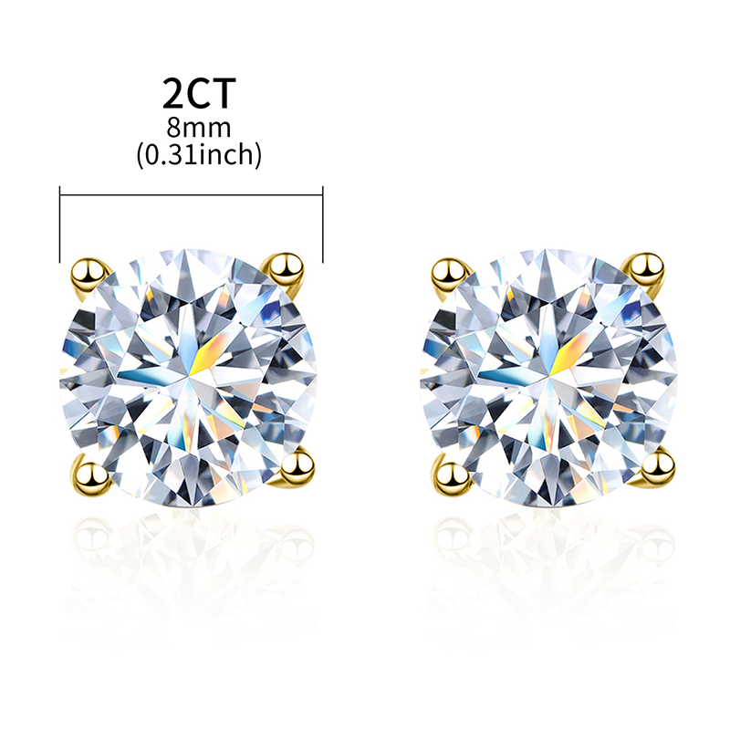 Simple Style Geometric Sterling Silver Gra Plating Inlay Moissanite Silver Plated Ear Studs display picture 6