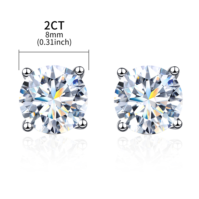 Simple Style Geometric Sterling Silver Gra Plating Inlay Moissanite Silver Plated Ear Studs display picture 5