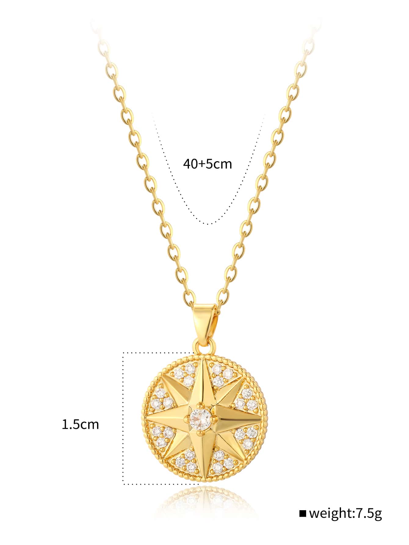 Retro Simple Style Star Copper Toggle Inlay Zircon 18k Gold Plated Pendant Necklace display picture 3