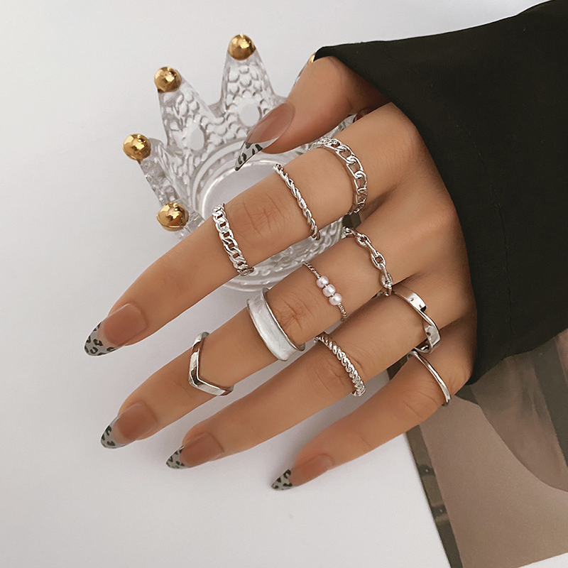 Elegant Hip-hop Geometric Alloy Silver Plated Women's Open Rings Rings display picture 1