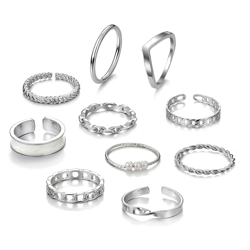 Elegant Hip-hop Geometric Alloy Silver Plated Women's Open Rings Rings display picture 2