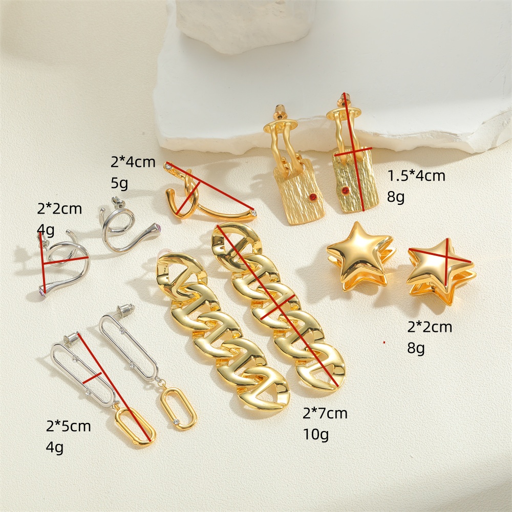 1 Pair Vintage Style Simple Style Commute Pentagram Solid Color Plating Inlay Copper Zircon 14k Gold Plated Ear Cuffs Earrings display picture 9