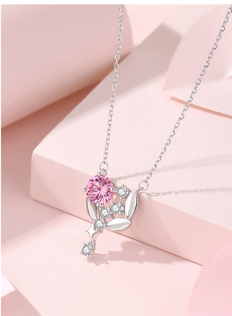 Sweet Simple Style Heart Shape Grain Sterling Silver Three-dimensional Zircon Pendant Necklace display picture 2