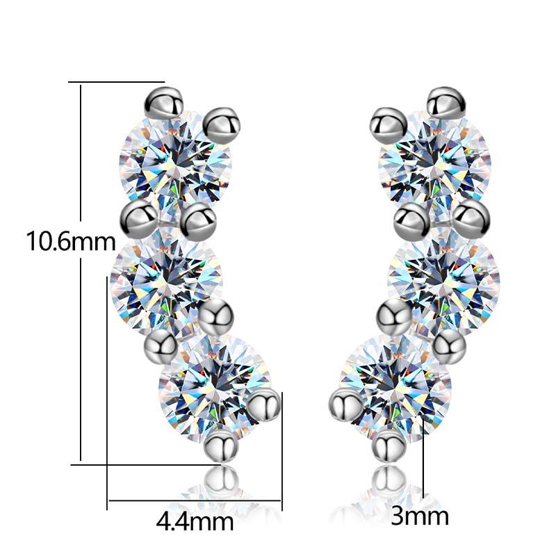 1 Pair Simple Style Lines Gra Plating Inlay Sterling Silver Moissanite Silver Plated Ear Studs display picture 7