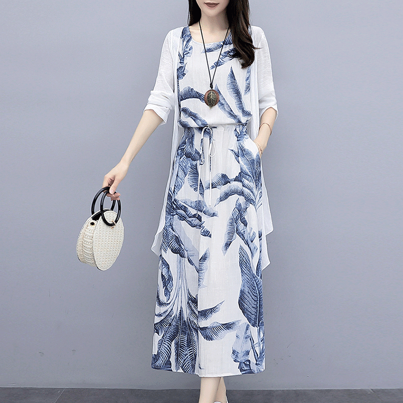 Casual Beach Women's Ethnic Style Classic Style Leaves Linen Polyester Skirt Sets Skirt Sets display picture 1