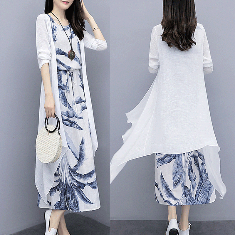 Casual Beach Women's Ethnic Style Classic Style Leaves Linen Polyester Skirt Sets Skirt Sets display picture 4