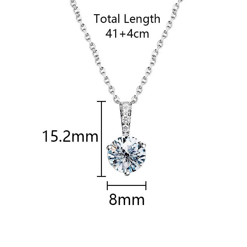Casual Shiny Solid Color Sterling Silver Gra Plating Inlay Moissanite White Gold Plated Pendant Necklace display picture 1