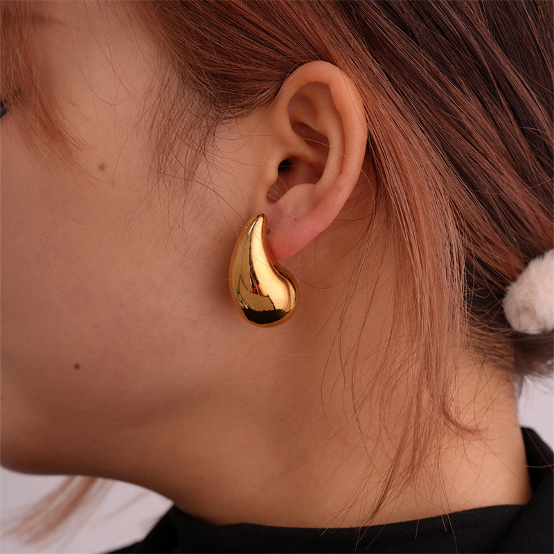1 Piece Simple Style Classic Style Water Droplets Plating 304 Stainless Steel Copper Gold Plated Ear Studs display picture 6