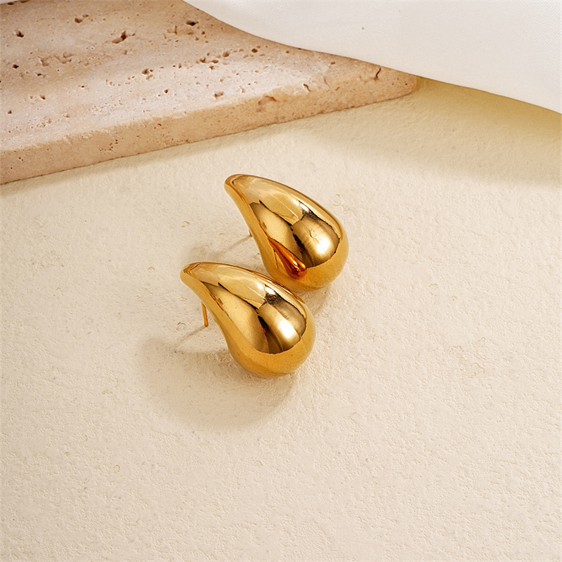 1 Piece Simple Style Classic Style Water Droplets Plating 304 Stainless Steel Copper Gold Plated Ear Studs display picture 8