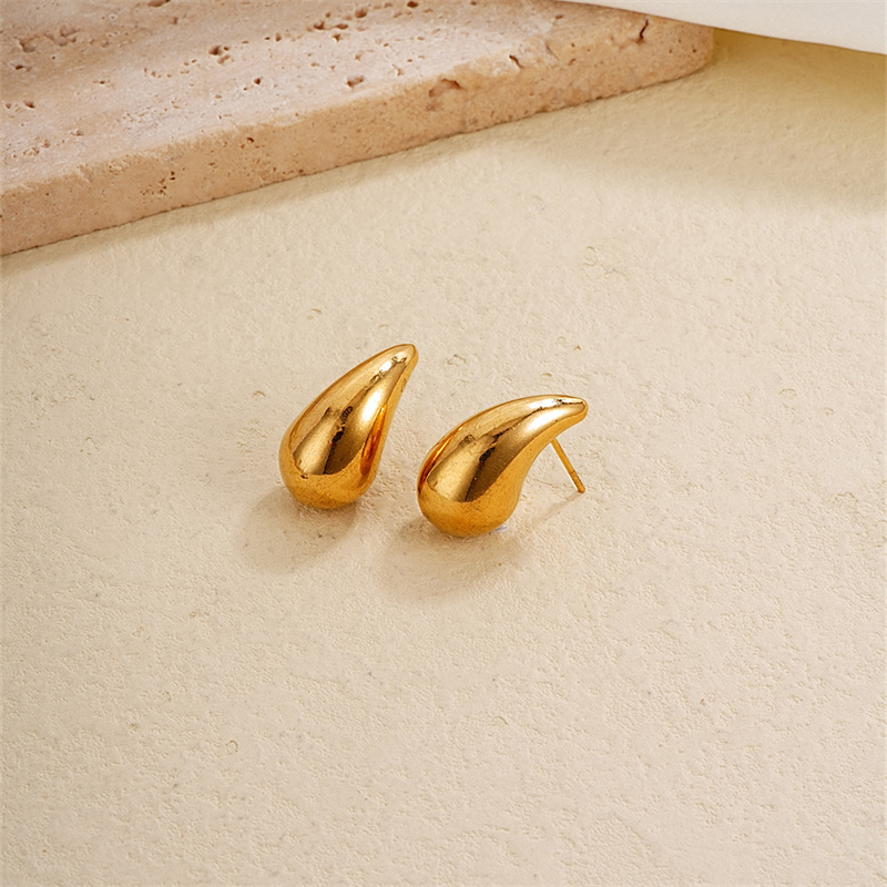 1 Piece Simple Style Classic Style Water Droplets Plating 304 Stainless Steel Copper Gold Plated Ear Studs display picture 11
