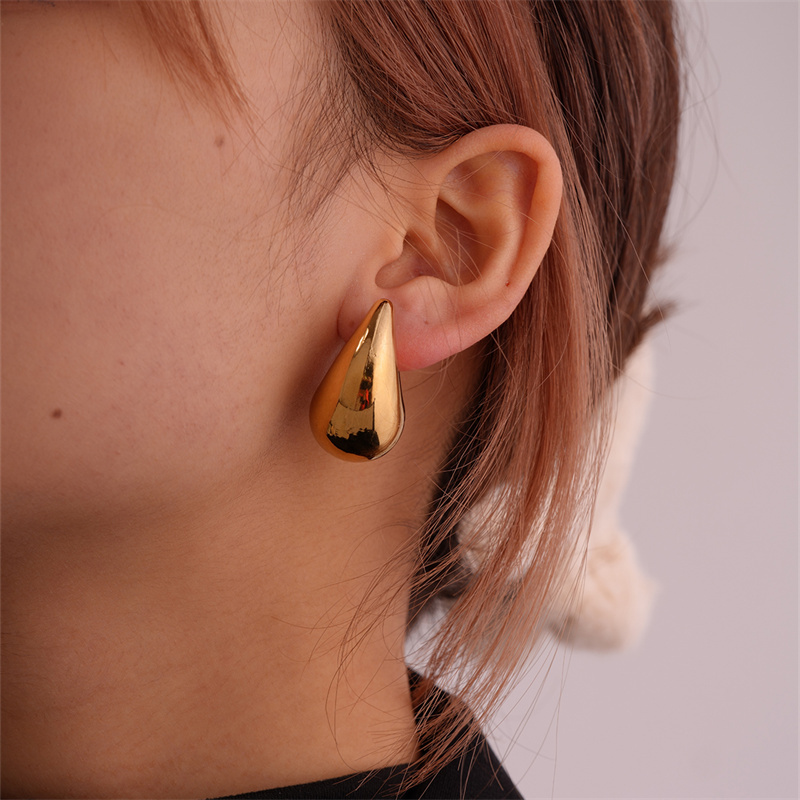 1 Piece Simple Style Classic Style Water Droplets Plating 304 Stainless Steel Copper Gold Plated Ear Studs display picture 2