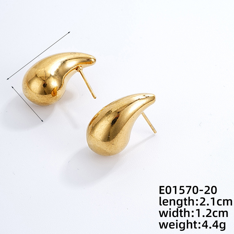 1 Piece Simple Style Classic Style Water Droplets Plating 304 Stainless Steel Copper Gold Plated Ear Studs display picture 3