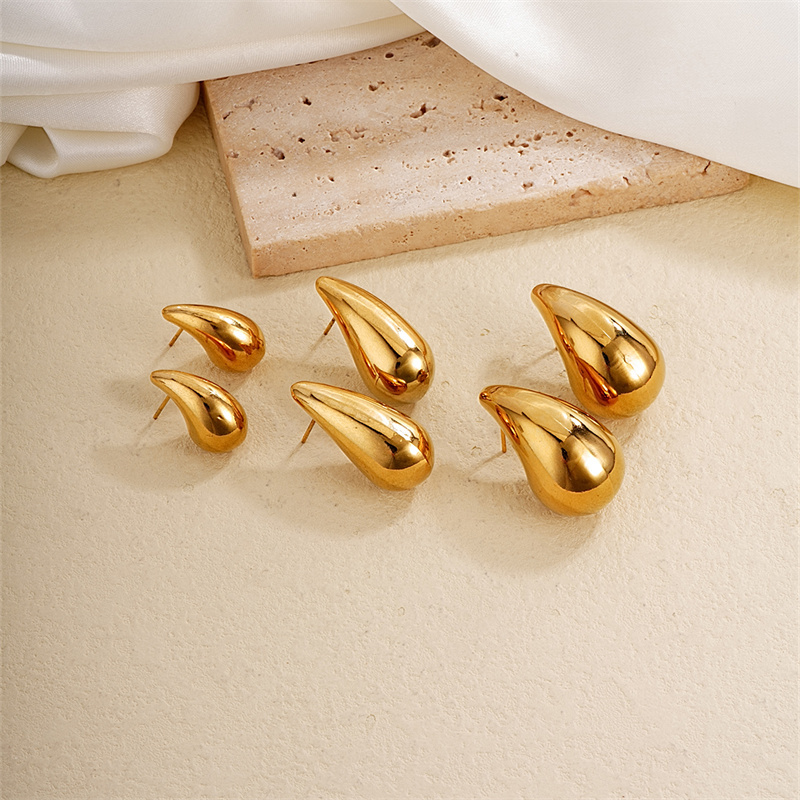 1 Piece Simple Style Classic Style Water Droplets Plating 304 Stainless Steel Copper Gold Plated Ear Studs display picture 13