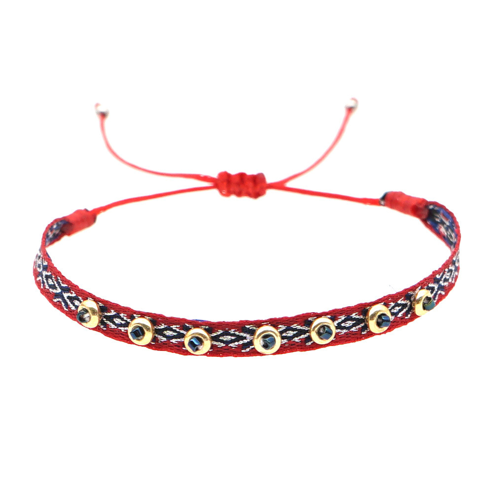 Ig Style Handmade Bohemian Geometric Glass Fabric Knitting Unisex Bracelets display picture 24