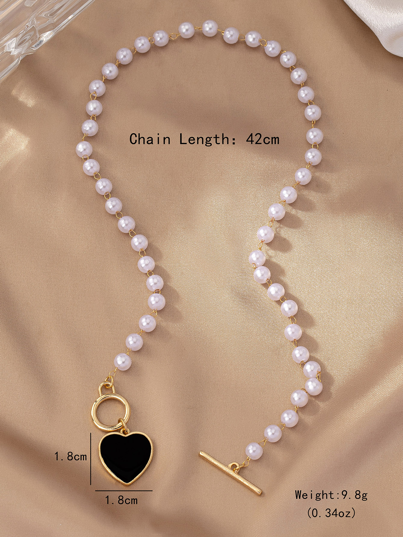 Ig Style Elegant Heart Shape Imitation Pearl Toggle Beaded Women's Pendant Necklace display picture 5
