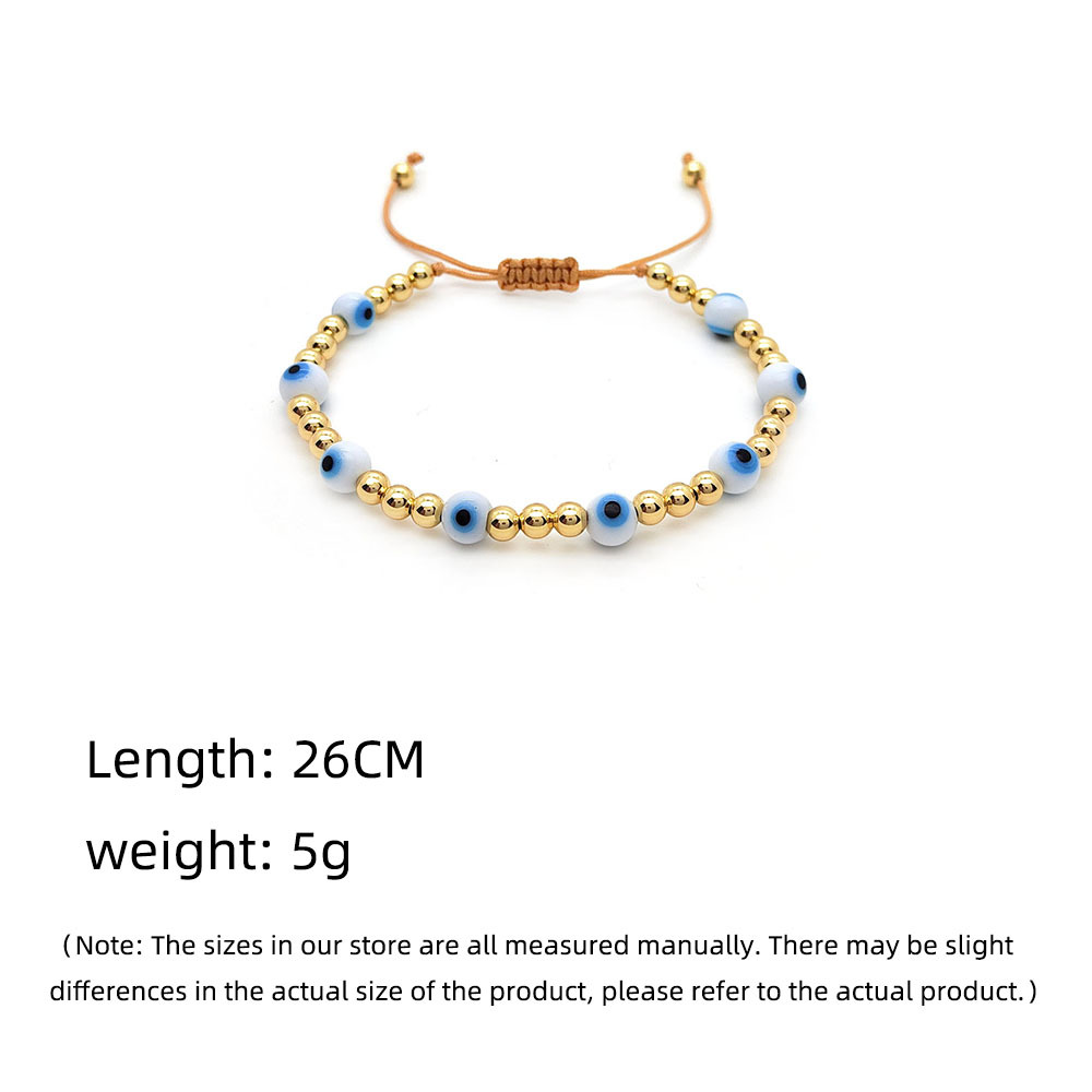 Ig Style Handmade Ethnic Style Devil's Eye Glass Copper Beaded Plating 18k Gold Plated Bracelets display picture 3