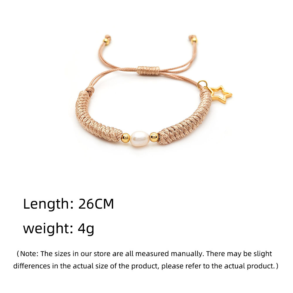 Ig Style Bohemian Star Freshwater Pearl Wax Rope Plating 18k Gold Plated Women's Bracelets display picture 6