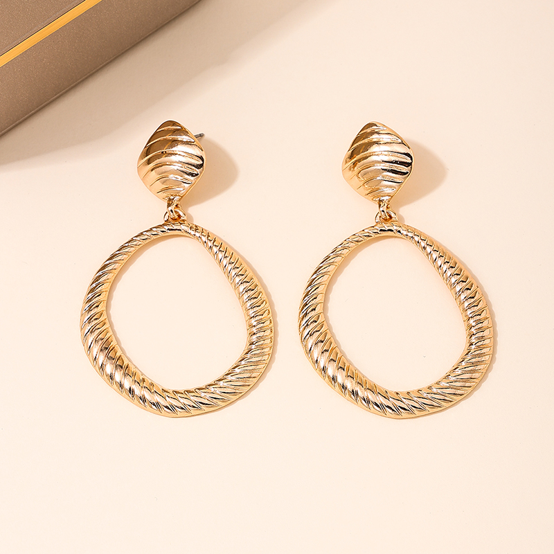 1 Pair Exaggerated Simple Style Circle Rhombus Alloy Zinc Drop Earrings display picture 2