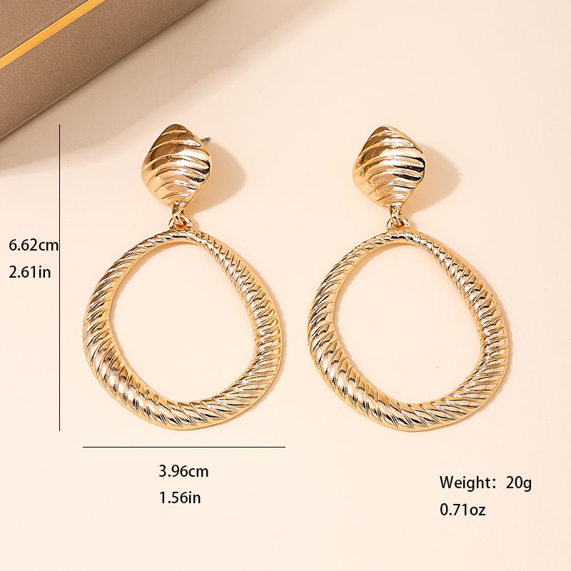 1 Pair Exaggerated Simple Style Circle Rhombus Alloy Zinc Drop Earrings display picture 5