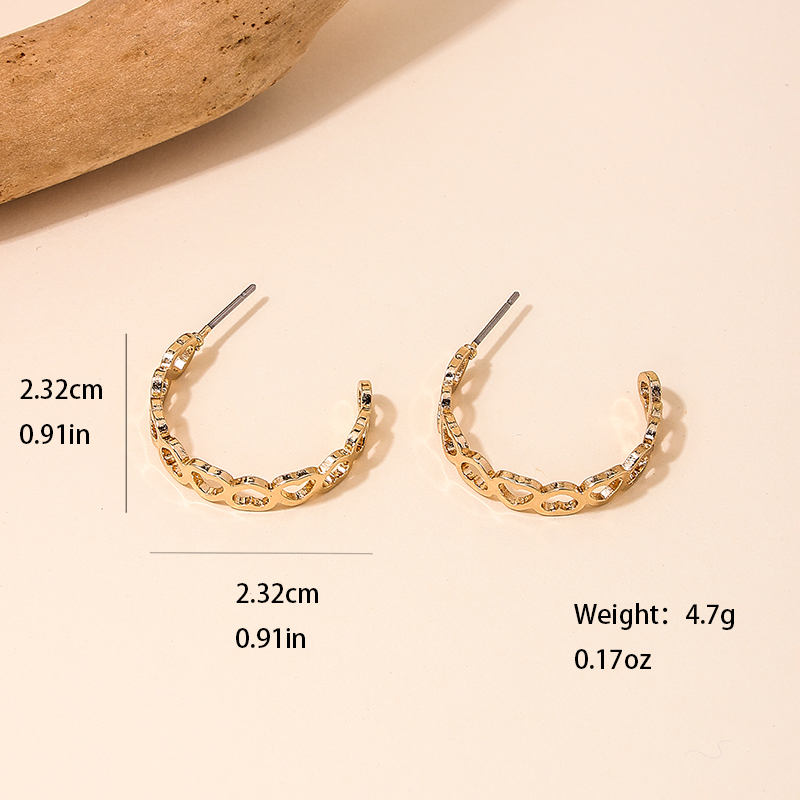 1 Pair Modern Style Commute C Shape Heart Shape Hollow Out Alloy Zinc Ear Studs display picture 4