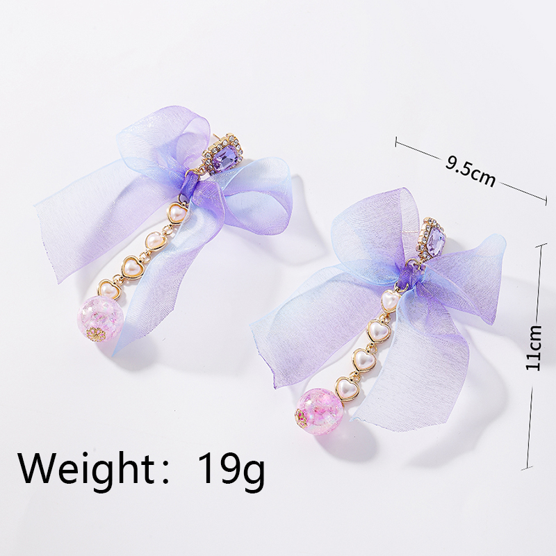 1 Pair Elegant Simple Style Heart Shape Bow Knot Inlay Alloy Artificial Rhinestones Artificial Pearls Drop Earrings display picture 1