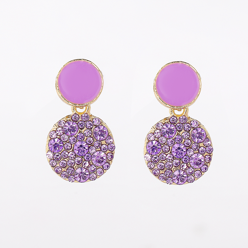 1 Pair Elegant Simple Style Round Inlay Alloy Artificial Rhinestones Drop Earrings display picture 3