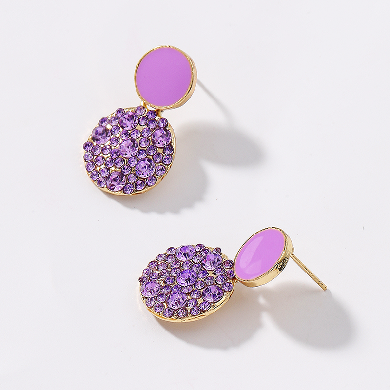 1 Pair Elegant Simple Style Round Inlay Alloy Artificial Rhinestones Drop Earrings display picture 4