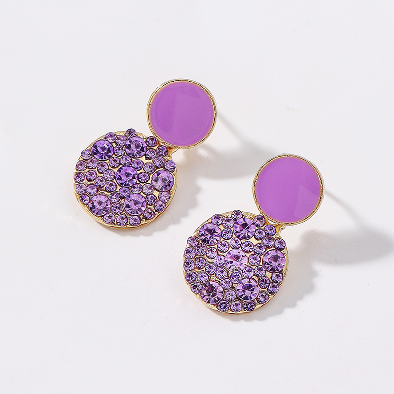 1 Pair Elegant Simple Style Round Inlay Alloy Artificial Rhinestones Drop Earrings display picture 2