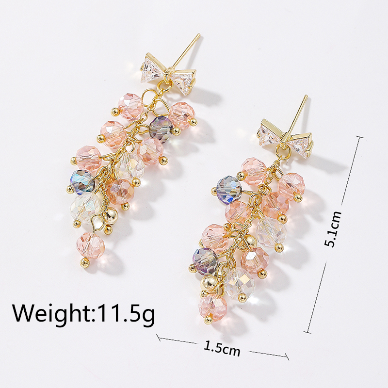 1 Pair Ig Style Shiny Bow Knot Crystal Inlay Alloy Zircon Drop Earrings display picture 1