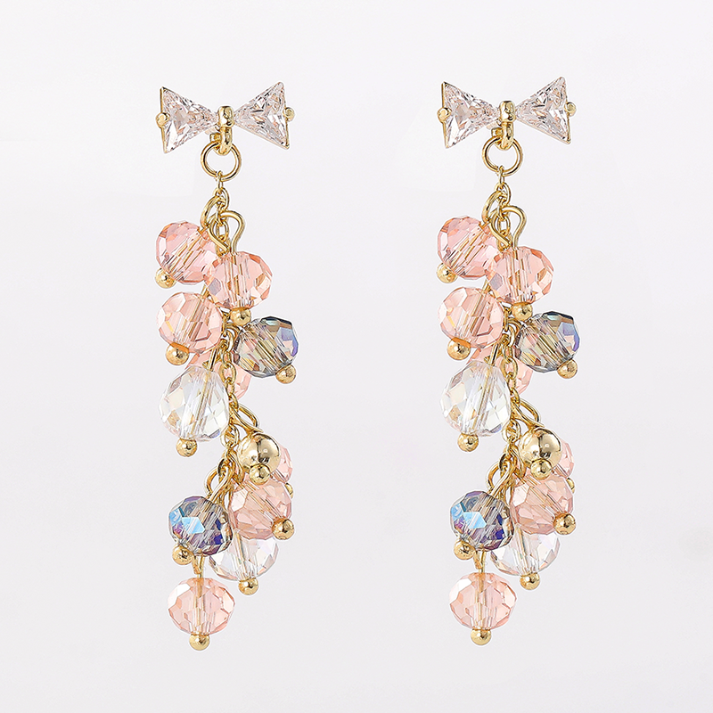 1 Pair Ig Style Shiny Bow Knot Crystal Inlay Alloy Zircon Drop Earrings display picture 3