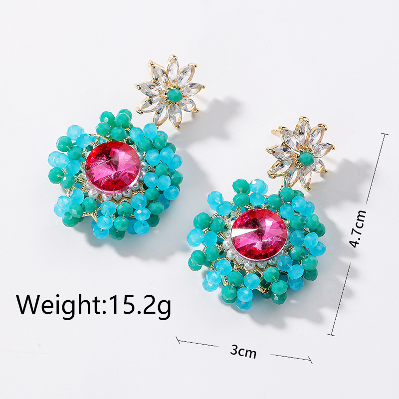1 Pair Ig Style Luxurious Flower Beaded Inlay Copper Artificial Crystal Artificial Rhinestones Zircon Drop Earrings display picture 1