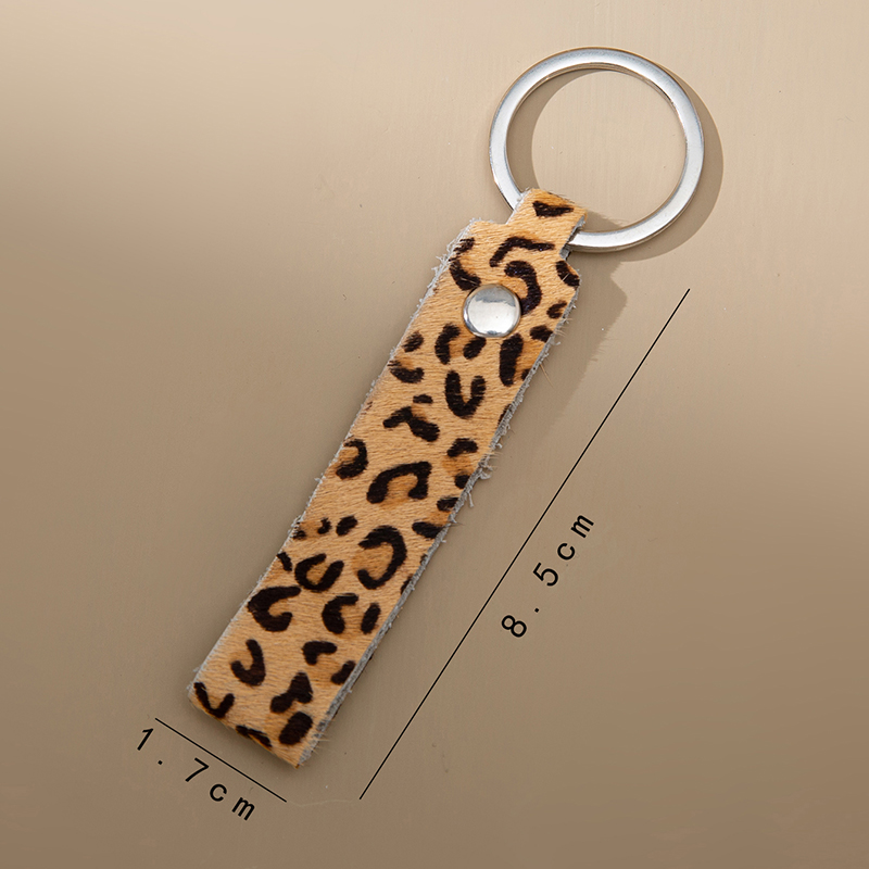 Vintage Style Leopard Pu Leather Alloy Bag Pendant Keychain display picture 5