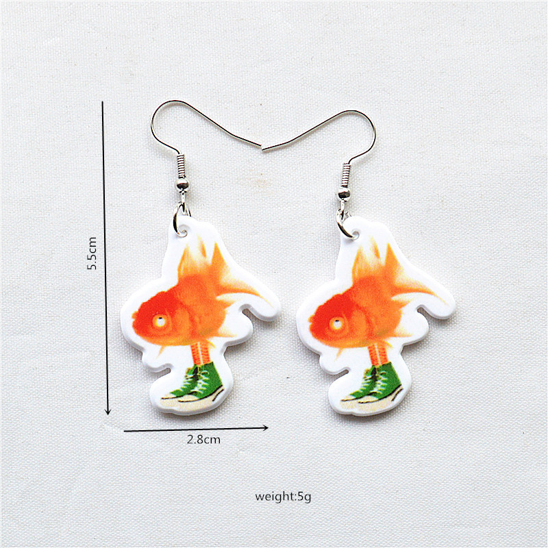 1 Pair Cute Vacation Sweet Cat Fish Arylic Metal Drop Earrings display picture 8