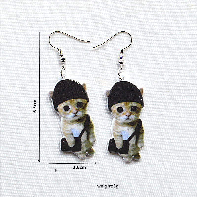 1 Pair Cute Vacation Sweet Cat Fish Arylic Metal Drop Earrings display picture 7