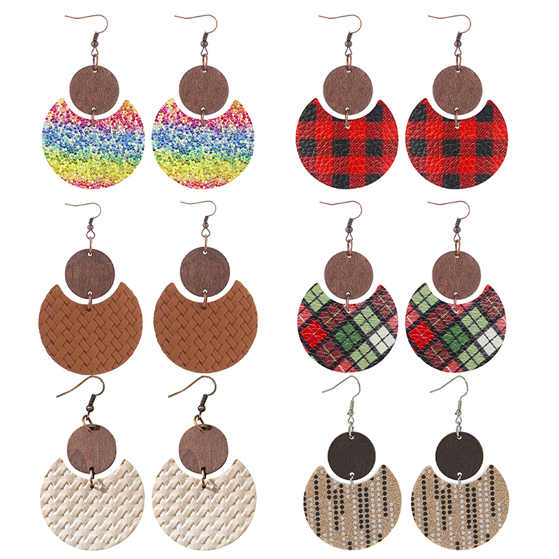 1 Pair Simple Style Rainbow Pu Leather Drop Earrings display picture 5
