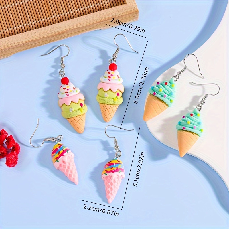1 Pair Cartoon Style Ice Cream Resin Drop Earrings display picture 4