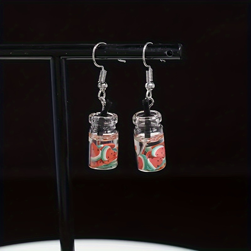 1 Pair Cute Drink Resin Drop Earrings display picture 2