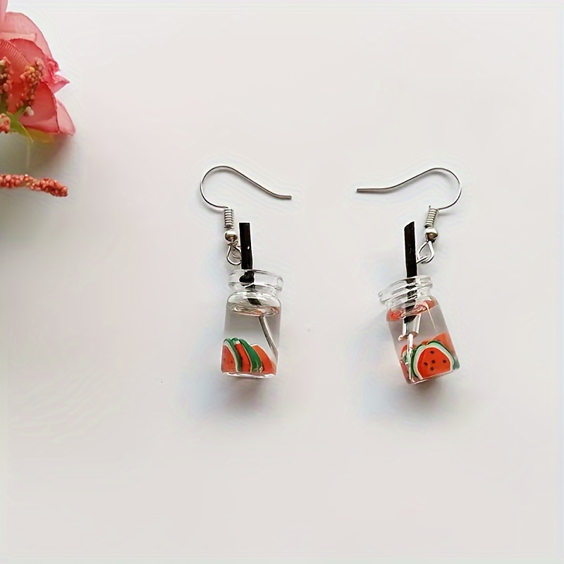 1 Pair Cute Drink Resin Drop Earrings display picture 4