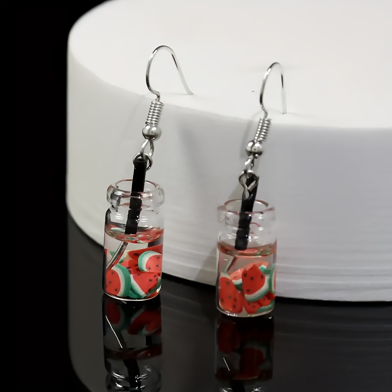 1 Pair Cute Drink Resin Drop Earrings display picture 1