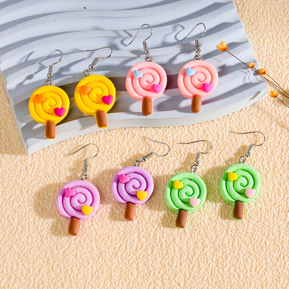 1 Par Lindo Caramelo Resina Pendientes De Gota display picture 3