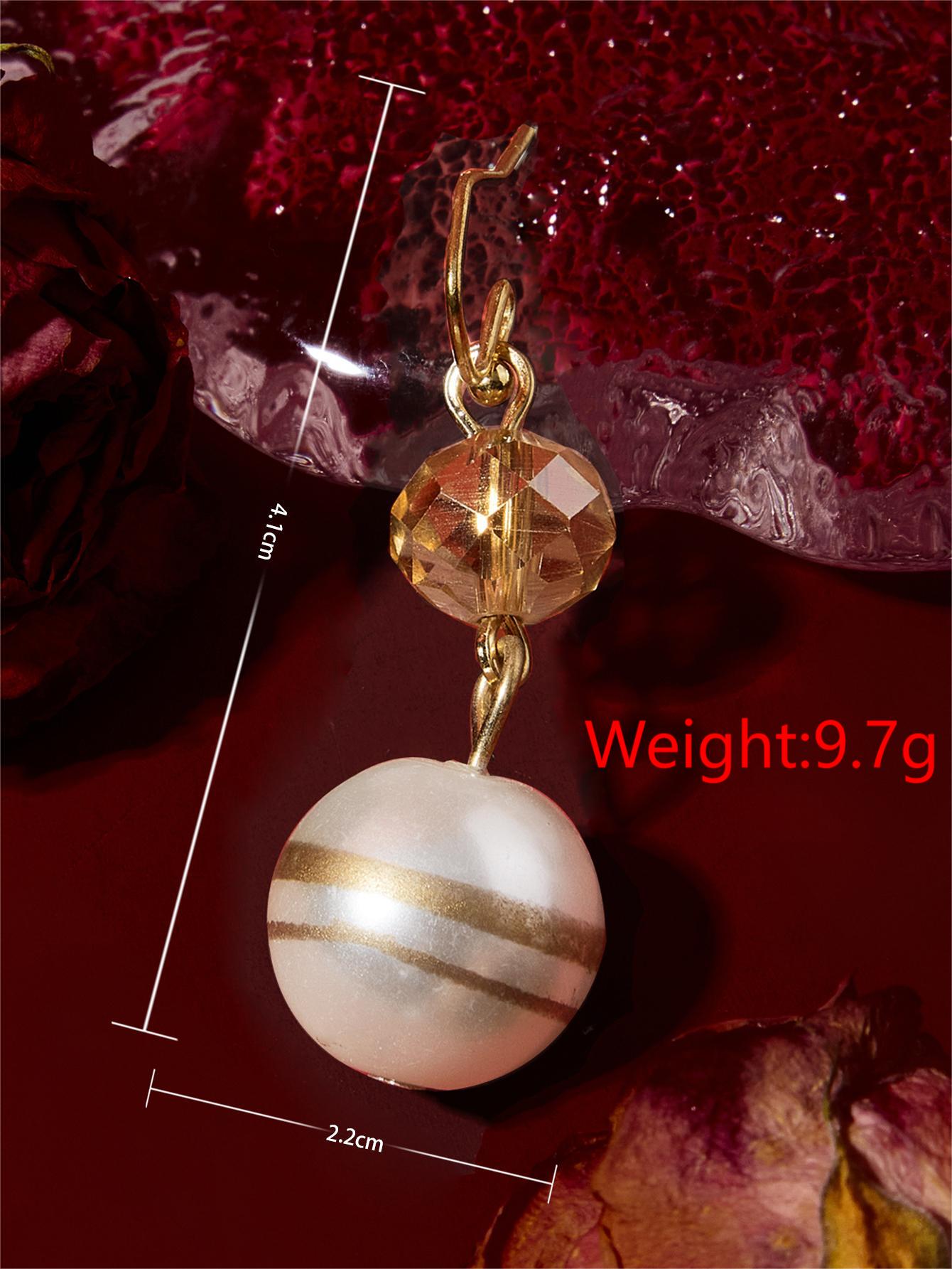 1 Paar Elegant Einfacher Stil Runden Inlay Legierung Künstlicher Kristall Künstliche Perlen Tropfenohrringe display picture 3