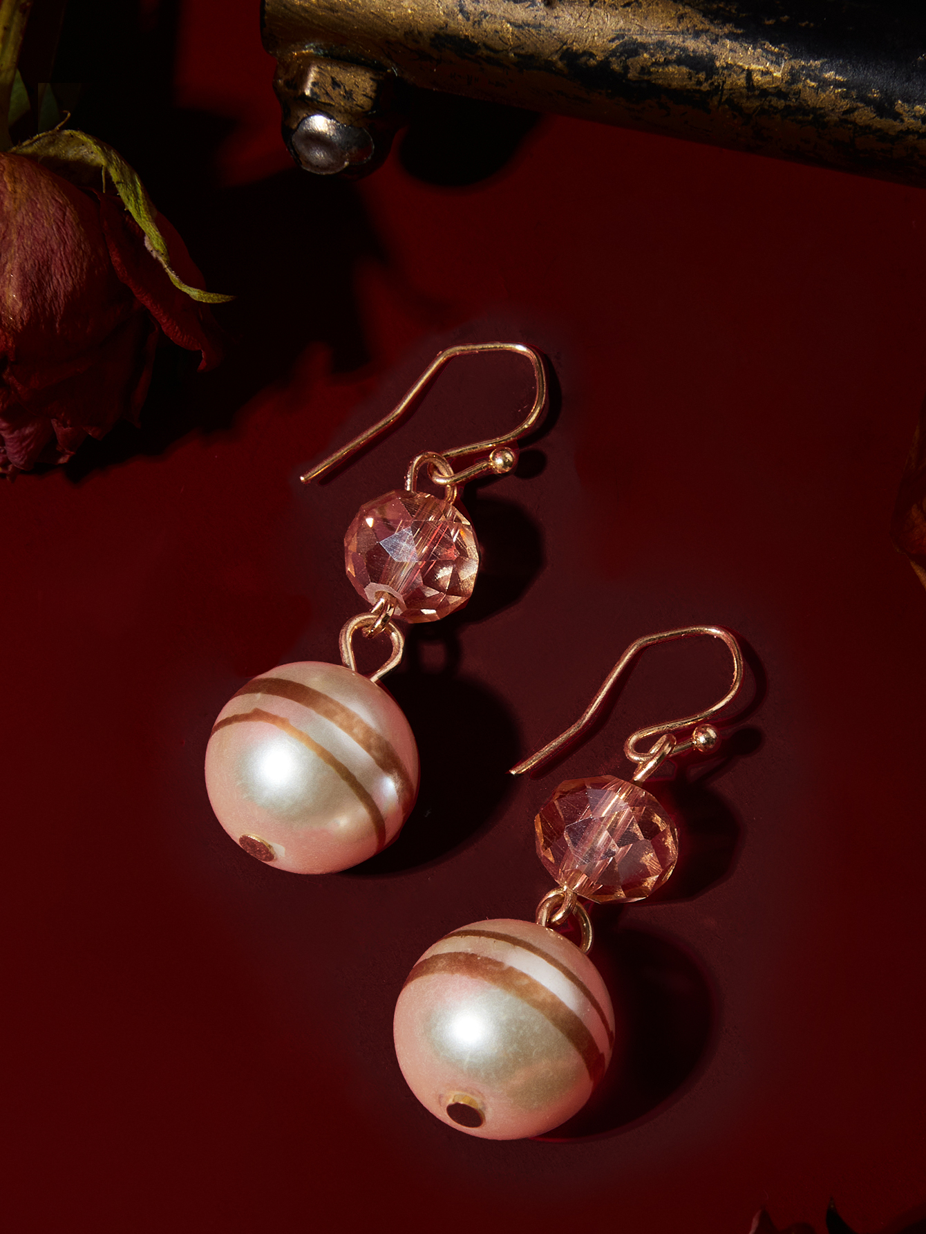 1 Paar Elegant Einfacher Stil Runden Inlay Legierung Künstlicher Kristall Künstliche Perlen Tropfenohrringe display picture 5
