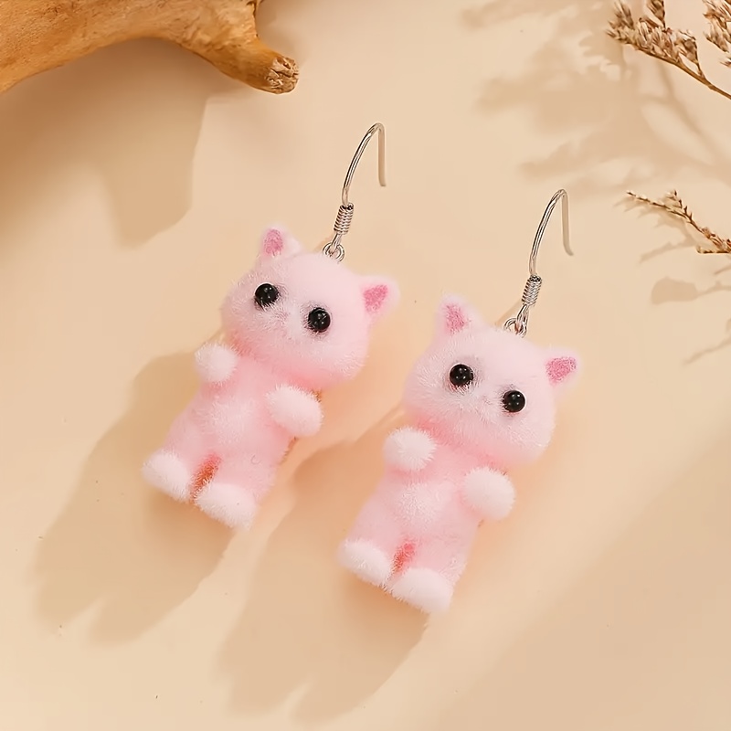 1 Pair Cute Cat Resin Drop Earrings display picture 4
