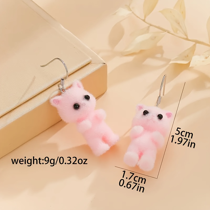 1 Pair Cute Cat Resin Drop Earrings display picture 5