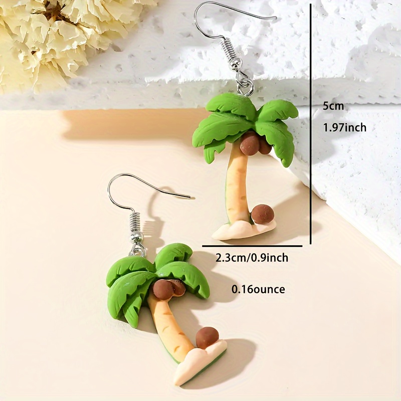 1 Pair Cute Coconut Tree Resin Drop Earrings display picture 4