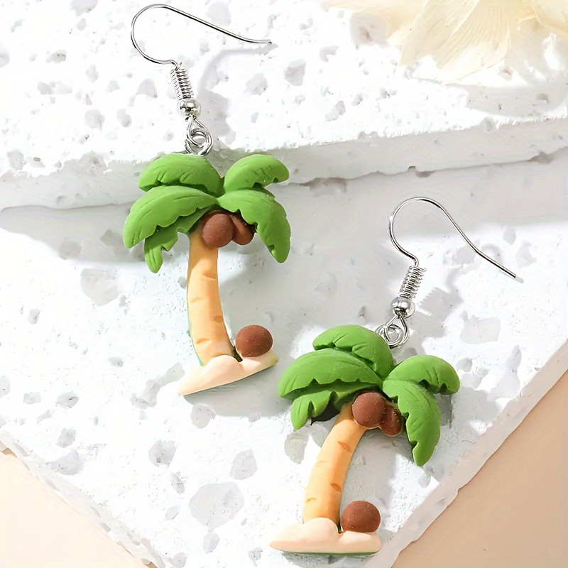 1 Pair Cute Coconut Tree Resin Drop Earrings display picture 5