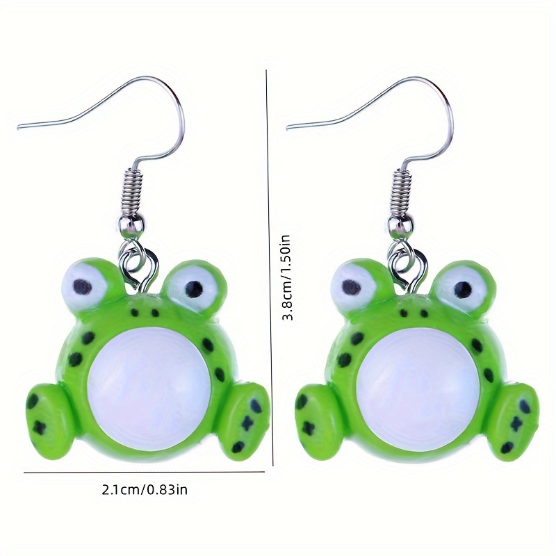 1 Pair Cute Frog Resin Drop Earrings display picture 3