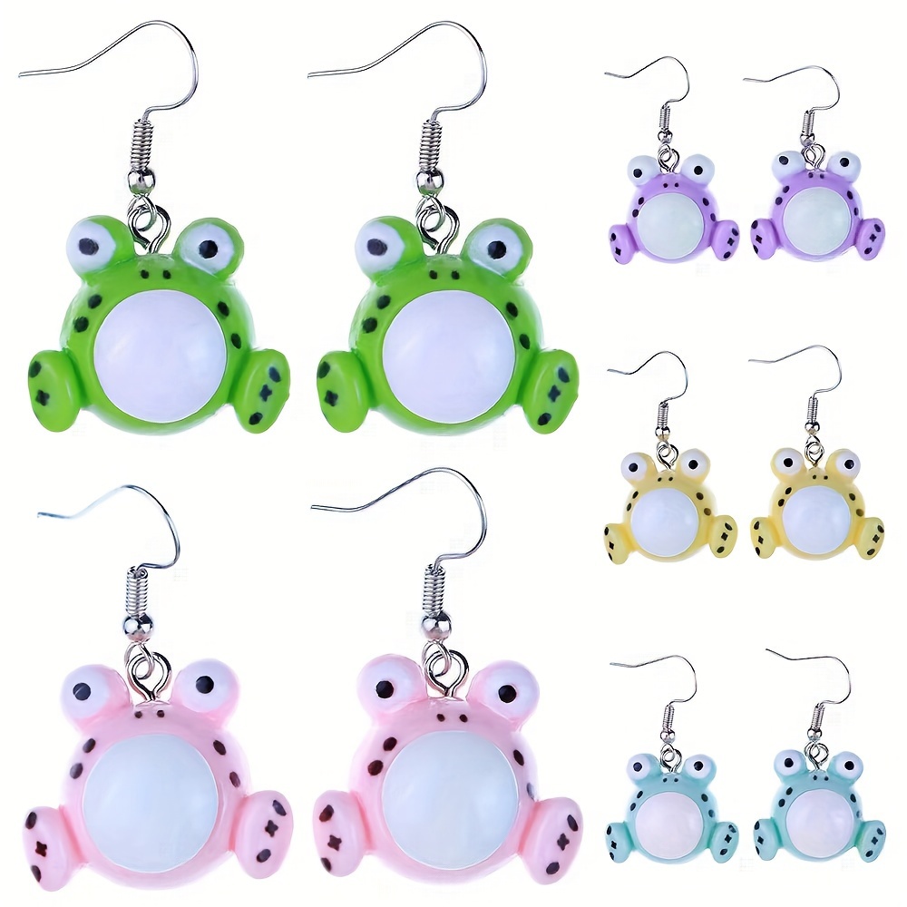 1 Pair Cute Frog Resin Drop Earrings display picture 6