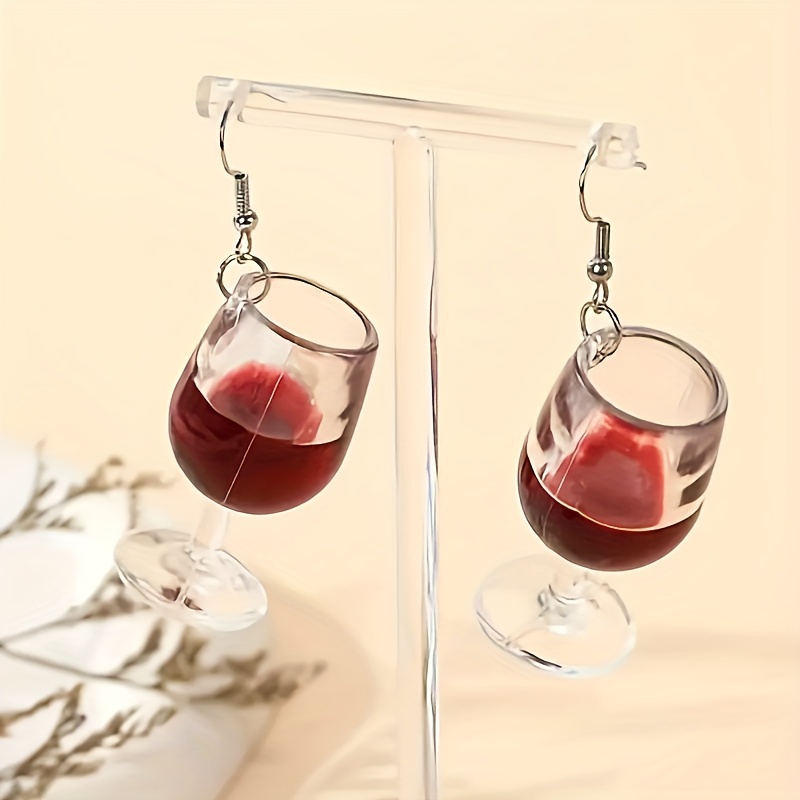 1 Pair Cute Wine Glass Resin Drop Earrings display picture 1