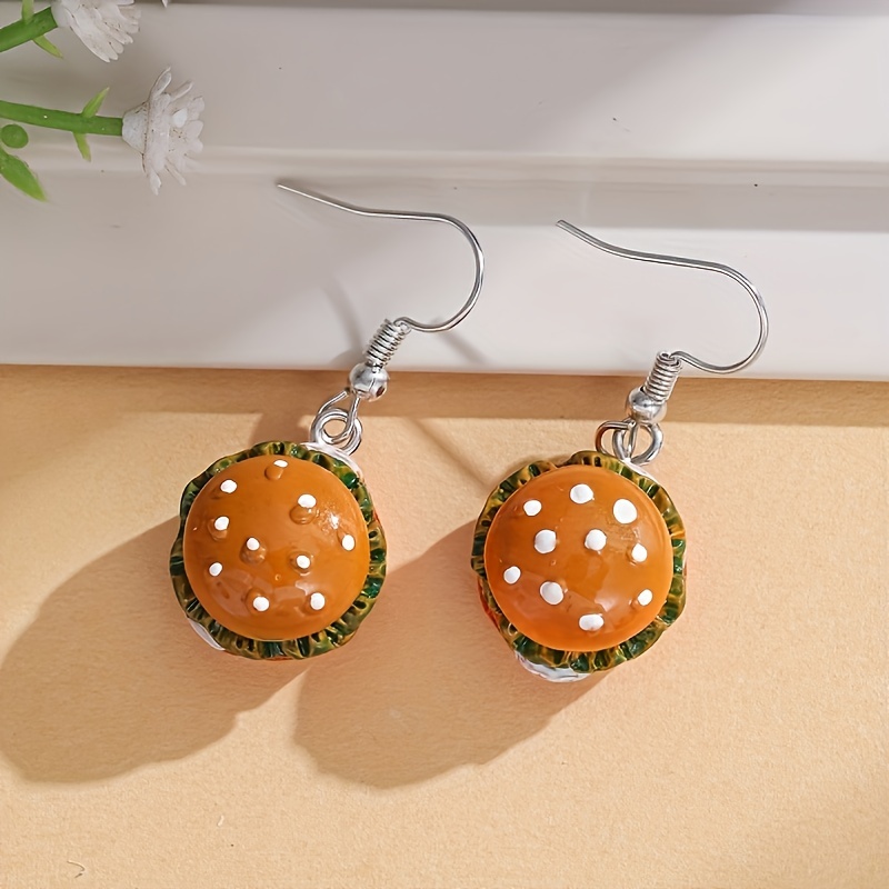 1 Pair Cute Hamburger Resin Drop Earrings display picture 2